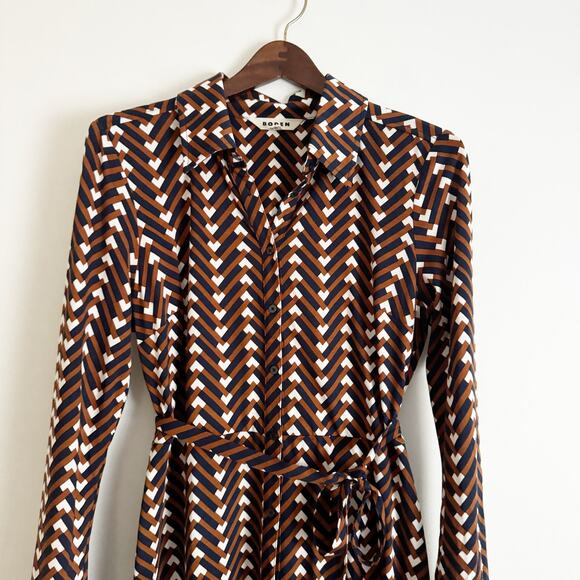 BODEN Jessie Jersey Shirt Dress Pumpkin Chevron Geo 10 - Picture 5 of 12
